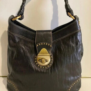 Francesco Biasia black leather hobo handbag